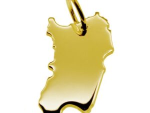 Anhänger der Landkarte Sardinien in massiv 585 Gelbgold