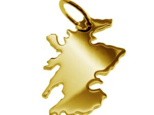 Anhänger der Landkarte Schottland in massiv 333 Gelbgold