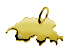 Anhänger Schweiz mit Brillant am Wunschort 585 Gelbgold