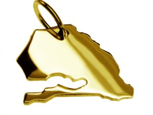 Anhänger der Landkarte Senegal in massiv 333 Gelbgold