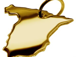 Anhänger der Landkarte Spanien in massiv 333 Gelbgold