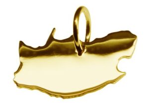 Anhänger der Landkarte Südafrika in massiv 333 Gelbgold