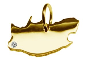 Anhänger Südafrika mit Brillant am Wunschort 585 Gelbgold