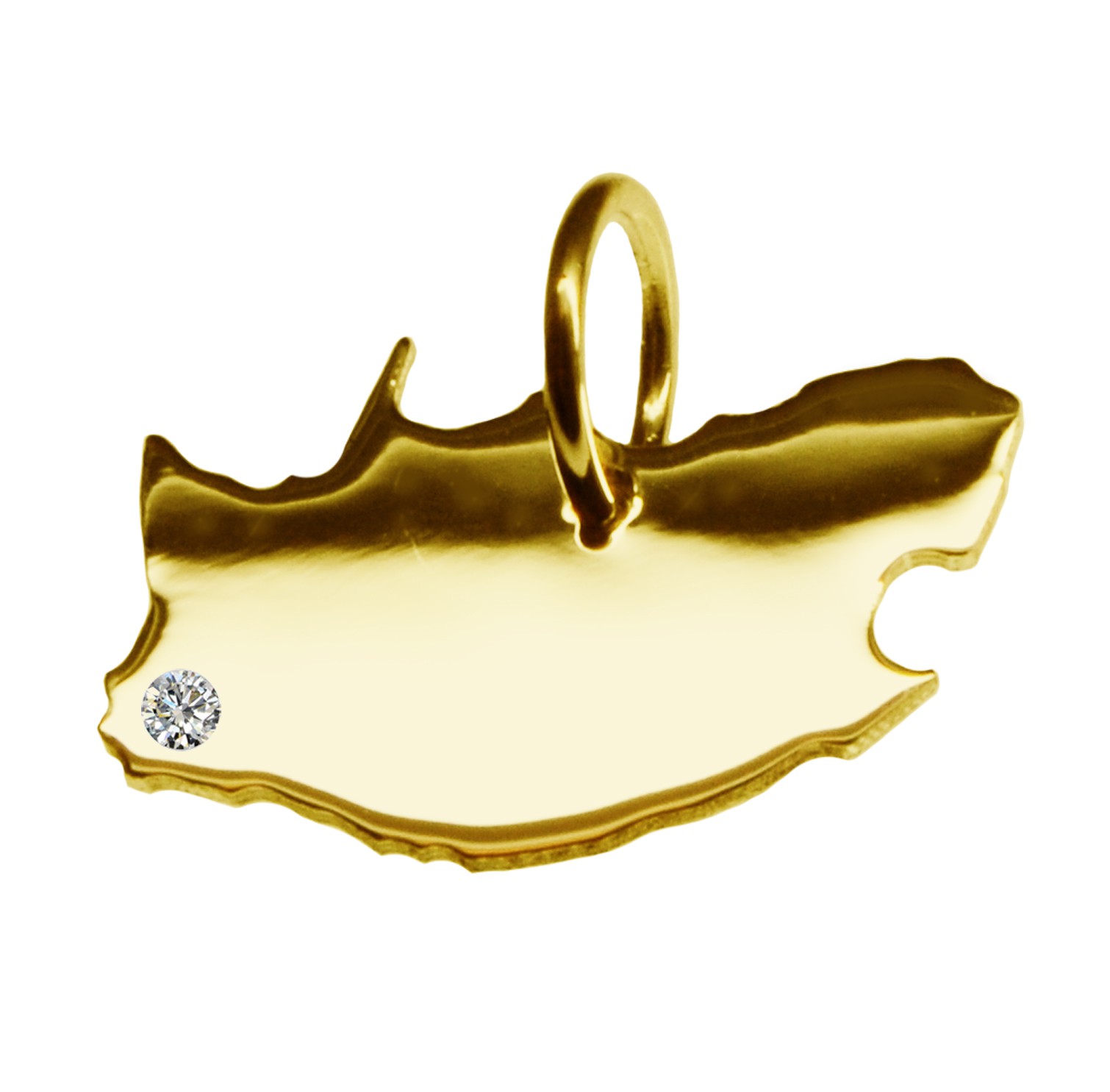 Anhänger Südafrika mit Brillant am Wunschort 585 Gelbgold
