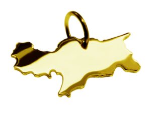 Anhänger der Landkarte Südtirol in massiv 585 Gelbgold