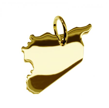 Anhänger der Landkarte Syrien in massiv 333 Gelbgold