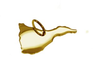 Anhänger der Landkarte Teneriffa in massiv 585 Gelbgold