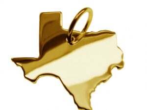 Anhänger der Landkarte Texas in massiv 333 Gelbgold