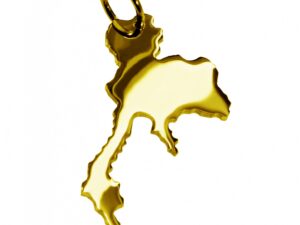 Anhänger der Landkarte Thailand in massiv 333 Gelbgold