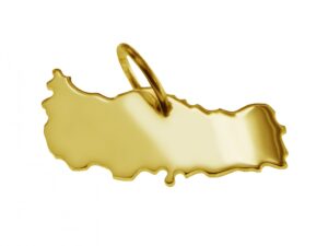 Anhänger der Landkarte Türkei in massiv 585 Gelbgold