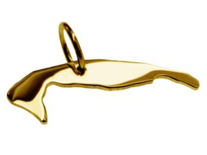 Anhänger der Landkarte Wangerooge in massiv 333 Gelbgold