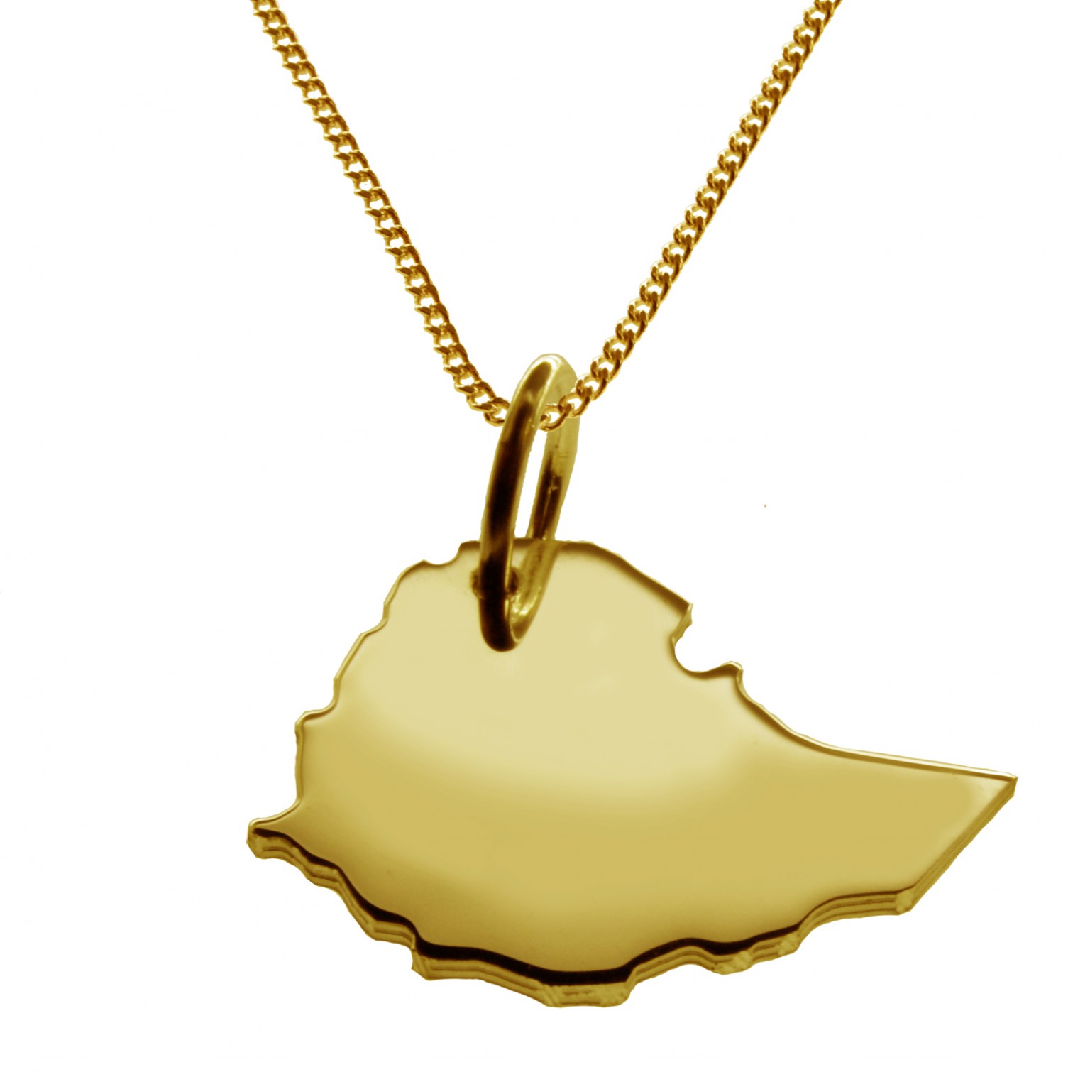 50cm Halskette + Äthiopien Anhänger in 585 Gelbgold – Bild 3