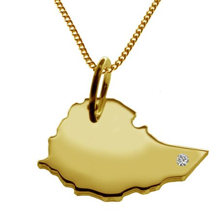50cm Kette + Äthiopien mit Brillant am Wunschort 585 Gold