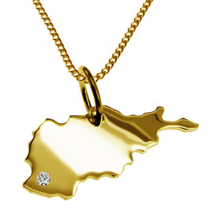 50cm Kette + Afghanistan mit Brillant am Wunschort 585 Gold