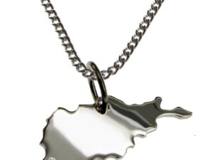 50cm Kette + Afghanistan mit Brillant am Wunschort  in 925 Silber