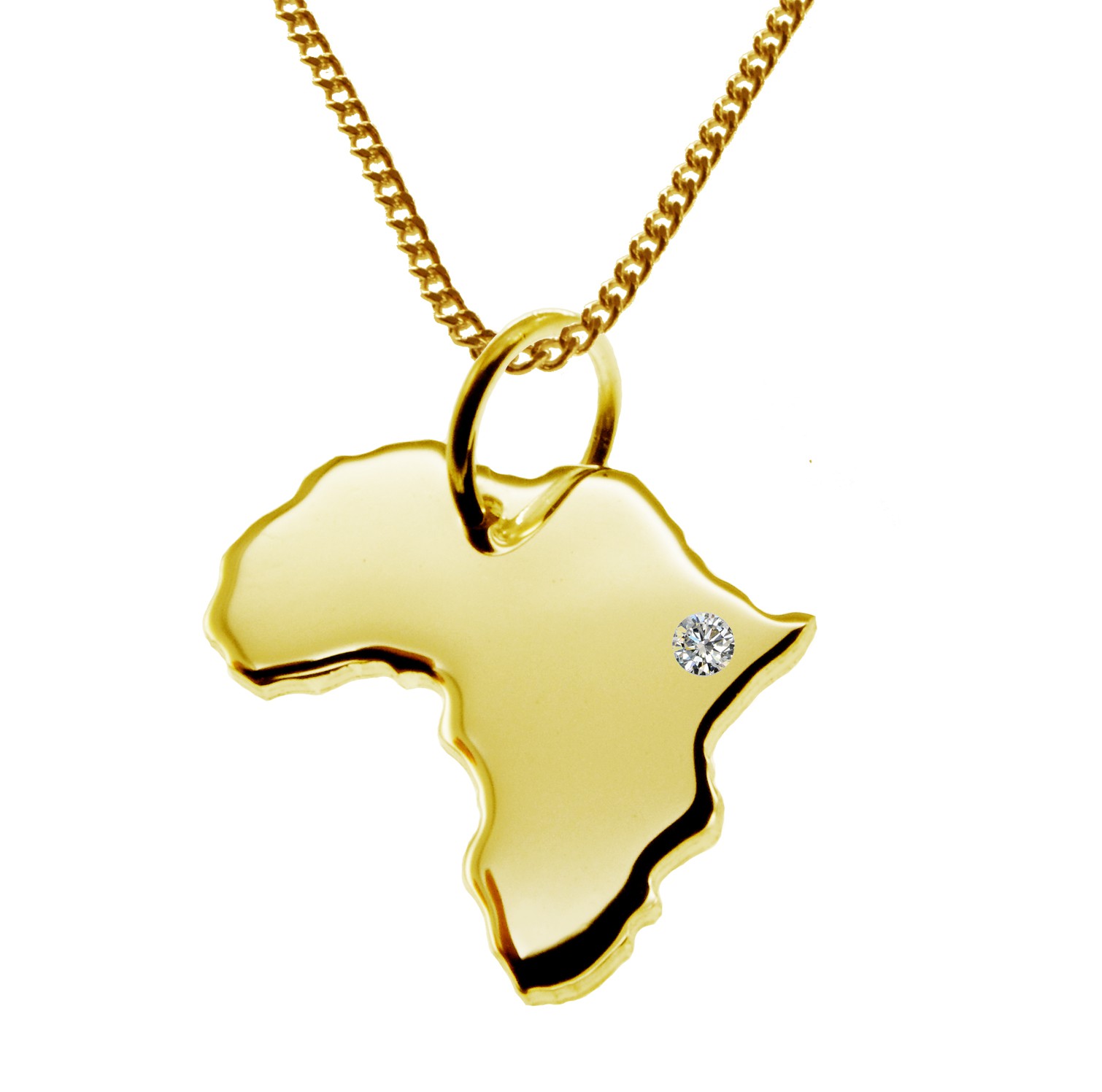 50cm Kette + Afrika mit Brillant am Wunschort 585 Gold