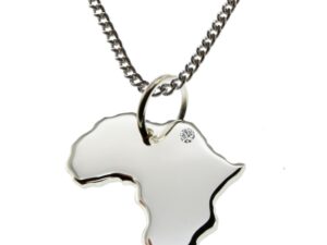 50cm Kette + Afrika mit Brillant am Wunschort  in 925 Silber