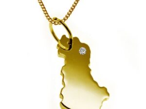 50cm Kette + Albanien mit Brillant am Wunschort 585 Gold