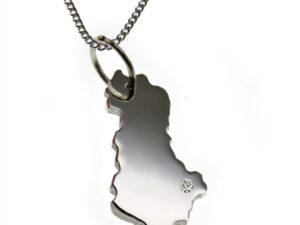 50cm Kette + Albanien mit Brillant am Wunschort  in 925 Silber
