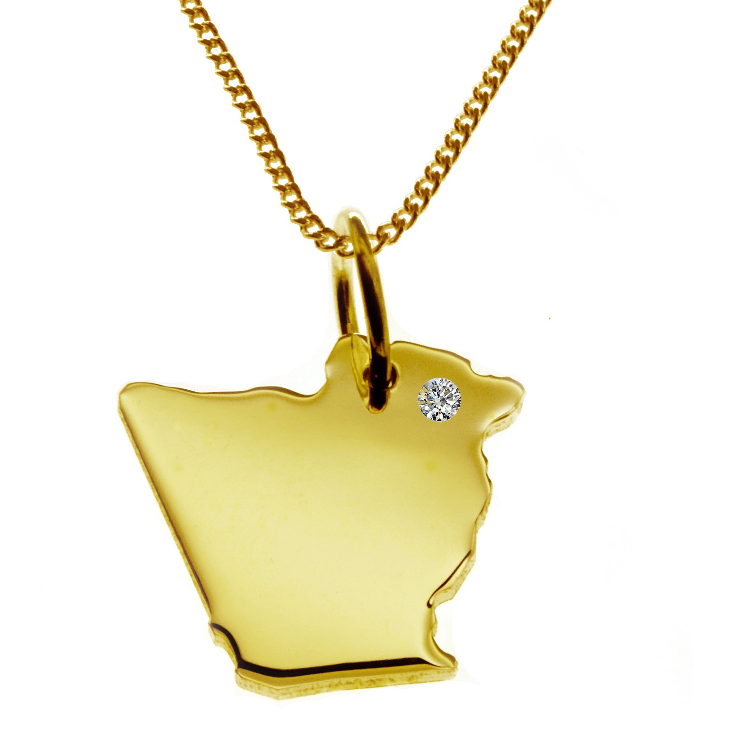 50cm Kette + Algerien Anhänger 585 Gelbgold mit Brillant – Bild 3