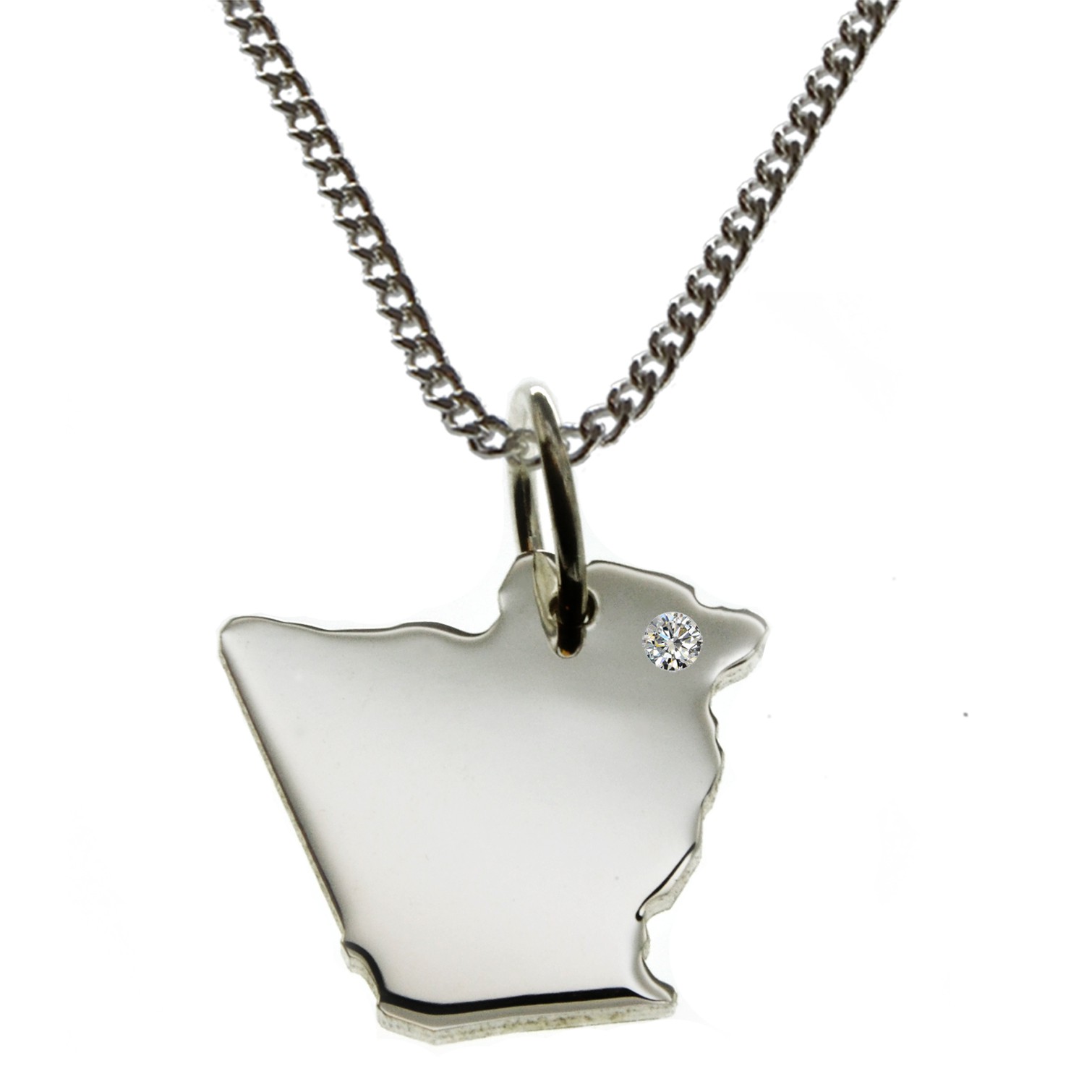 50cm Kette + Algerien mit Brillant am Wunschort in 925 Silber