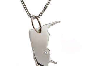 50cm Kette + Amrum mit Brillant am Wunschort  in 925 Silber