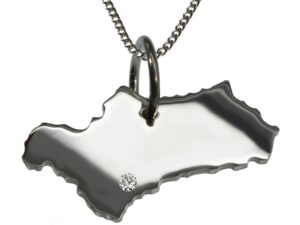 50cm Kette + Andalusien mit Brillant am Wunschort  in 925 Silber