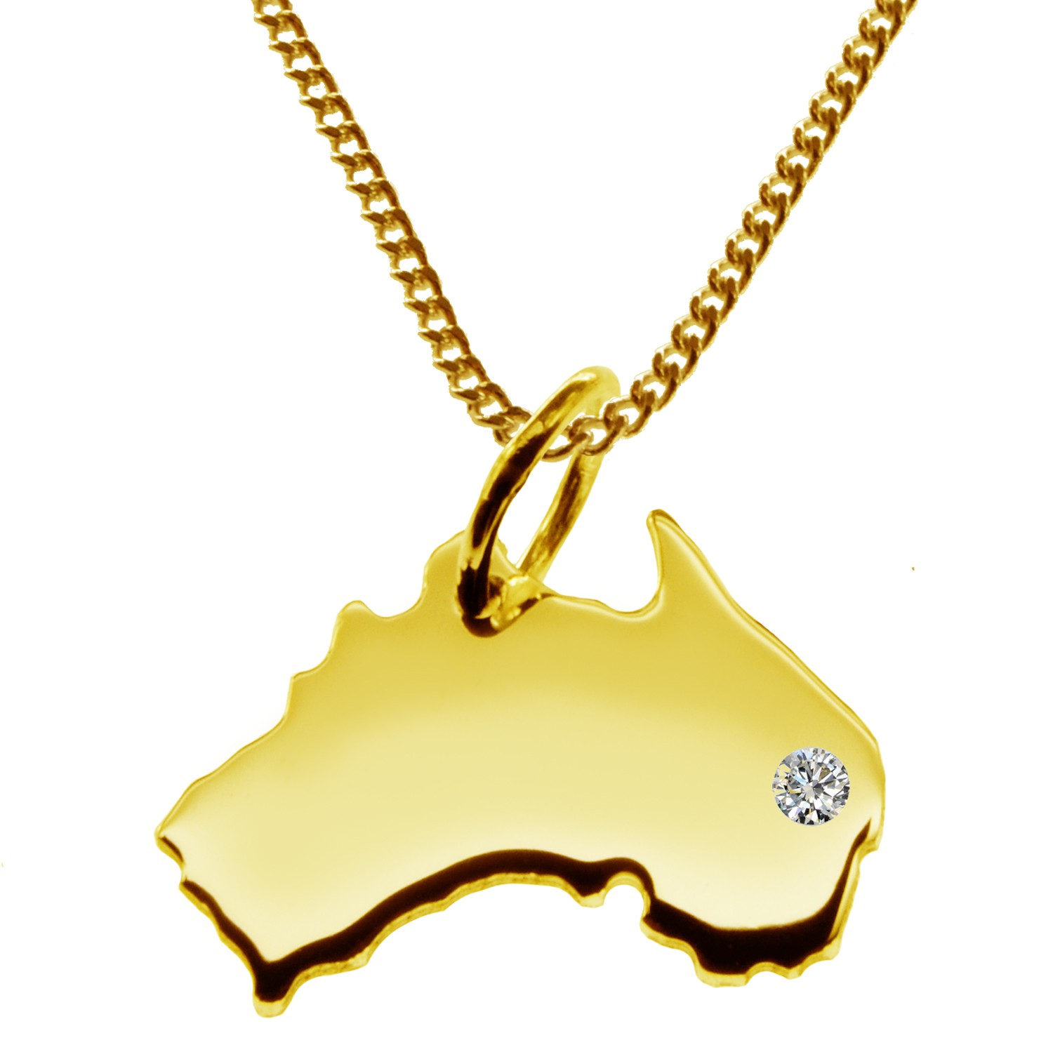 50cm Kette + Australien mit Brillant am Wunschort 585 Gold