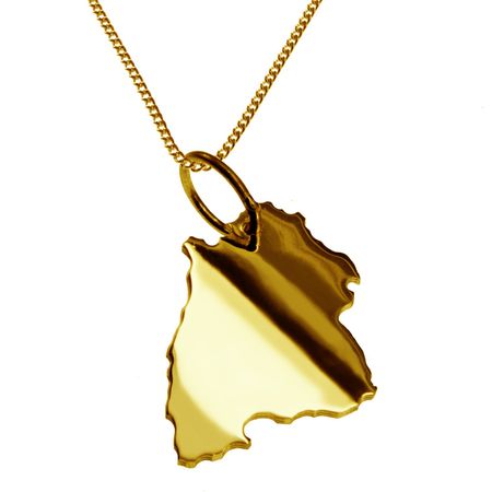 50cm Halskette + Baden-Württemberg Anhänger in 585 Gelbgold
