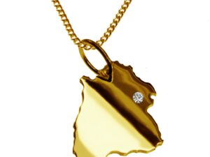 Kette + Baden-Württemberg mit Brillant am Wunschort 585 Gold