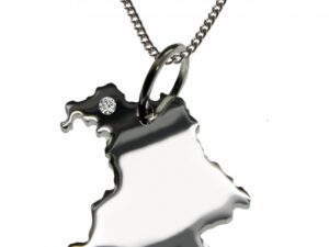 50cm Kette + Bayern mit Brillant am Wunschort  in 925 Silber