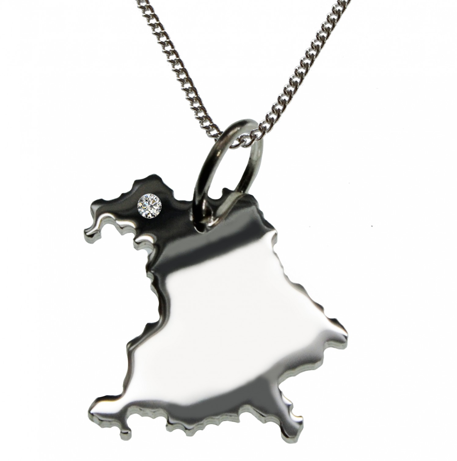 50cm Kette + Bayern mit Brillant am Wunschort in 925 Silber