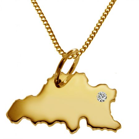 50cm Kette + Belgien mit Brillant am Wunschort 585 Gold