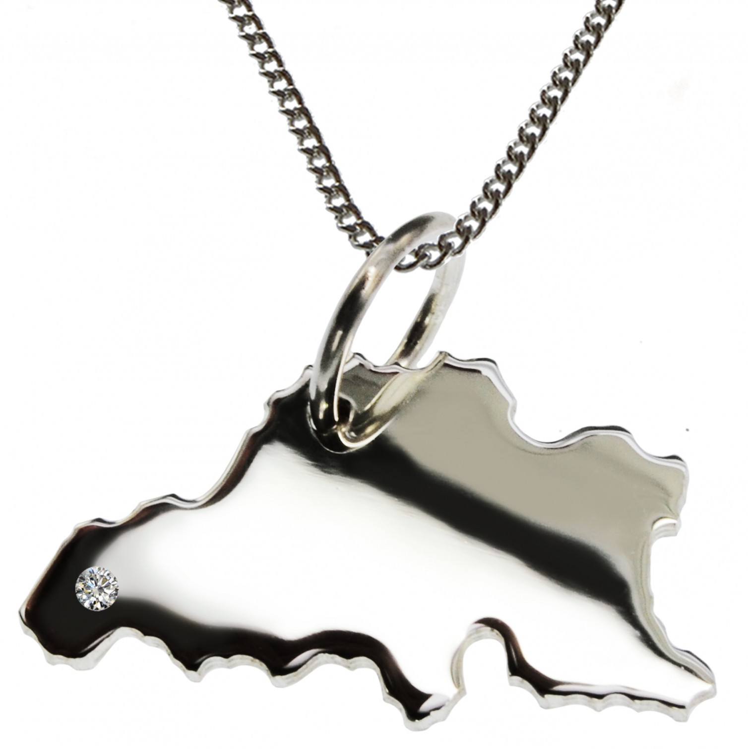 50cm Kette + Belgien mit Brillant am Wunschort in 925 Silber