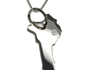 50cm Kette + Benin mit Brillant am Wunschort  in 925 Silber