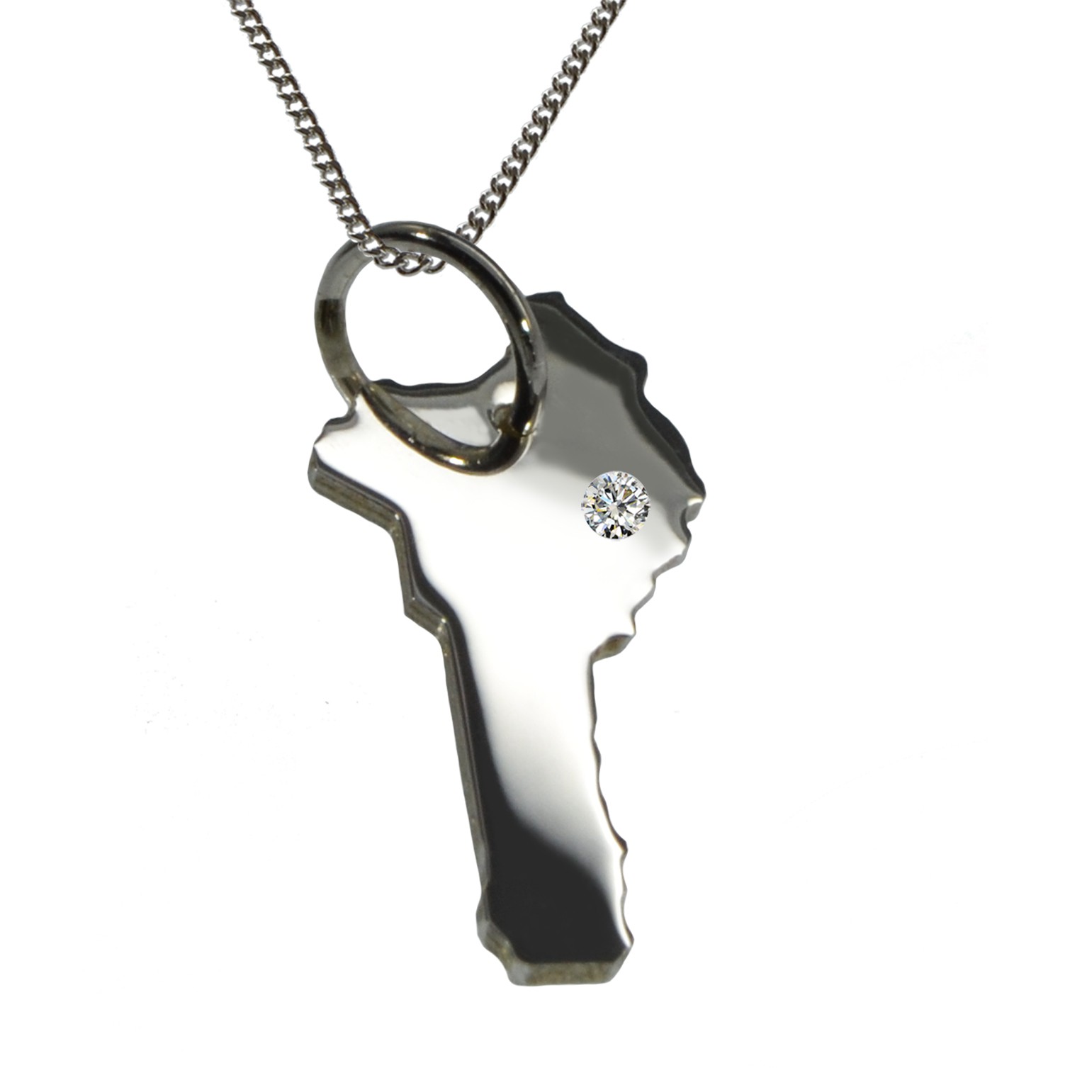 50cm Kette + Benin mit Brillant am Wunschort in 925 Silber