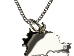 50cm Kette + Berlin mit Brillant am Wunschort  in 925 Silber