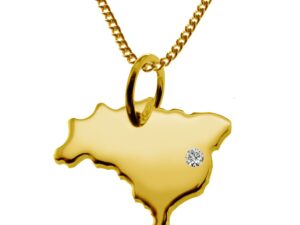 50cm Kette + Brasilien mit Brillant am Wunschort 585 Gold