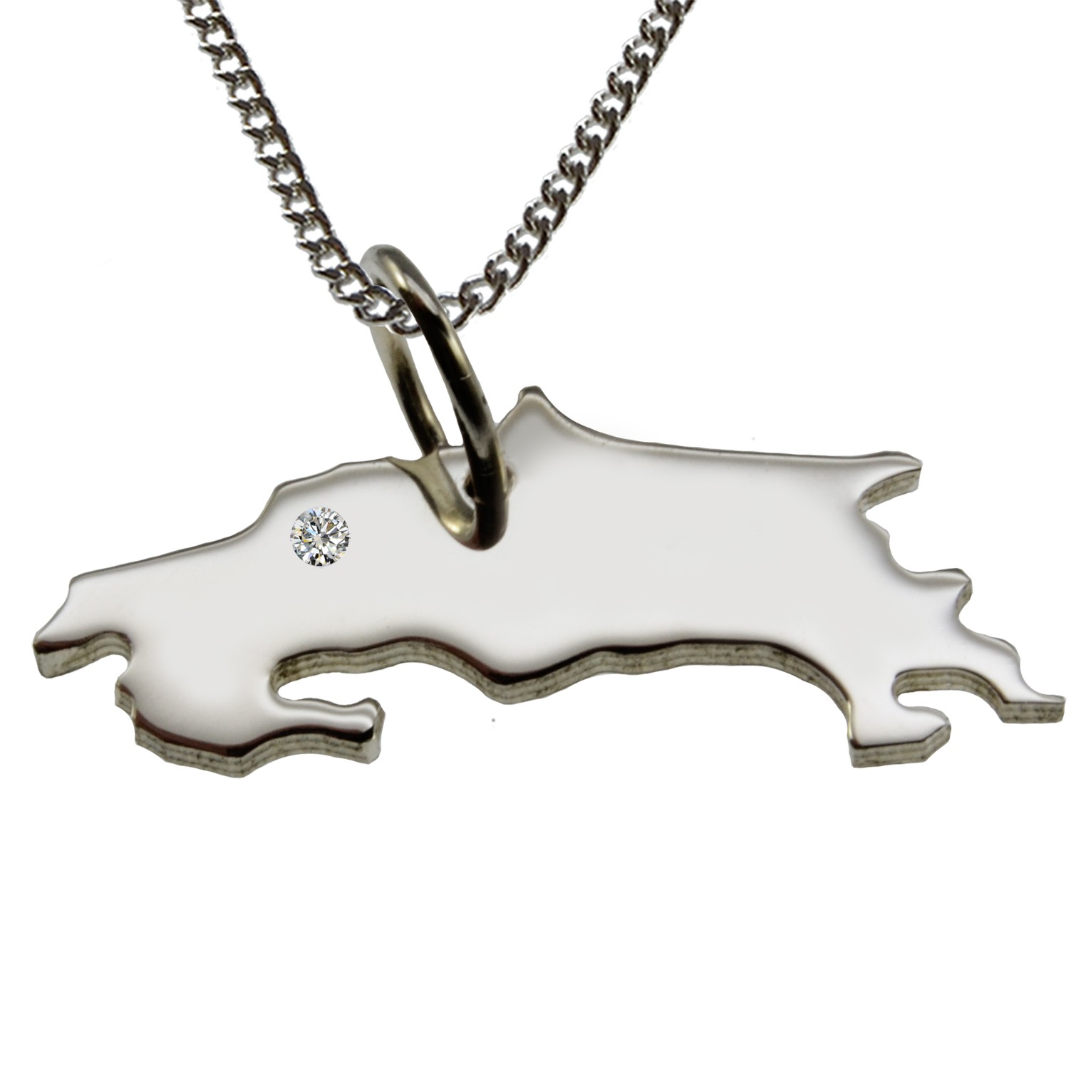 50cm Kette + Costa Rica mit Brillant am Wunschort in 925 Silber