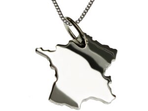 50cm Halskette + Frankreich Anhänger in massiv 925 Silber