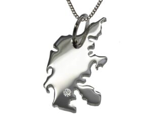 50cm Kette + Dänemark mit Brillant am Wunschort  in 925 Silber