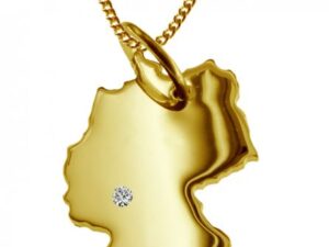 50cm Kette + Deutschland mit Brillant am Wunschort 585 Gold