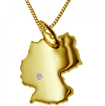 50cm Kette + Deutschland mit Brillant am Wunschort 585 Gold