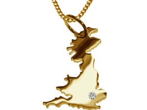 50cm Kette + England mit Brillant am Wunschort 585 Gold