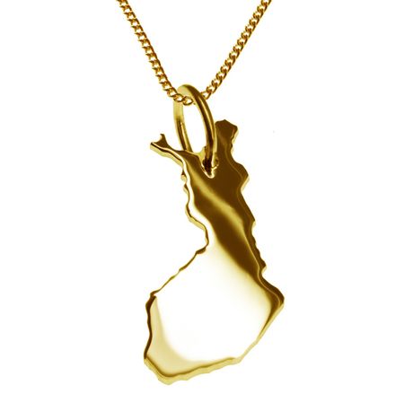 50cm Halskette + Finnland Anhänger in 585 Gelbgold