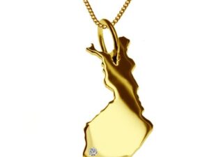 50cm Kette + Finnland mit Brillant am Wunschort 585 Gold