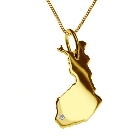 50cm Kette + Finnland mit Brillant am Wunschort 585 Gold