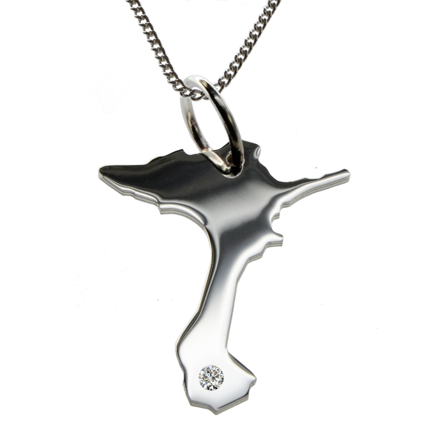 50cm Kette + Formentera mit Brillant am Wunschort in 925 Silber