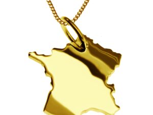 50cm Halskette + Frankreich Anhänger in 585 Gelbgold