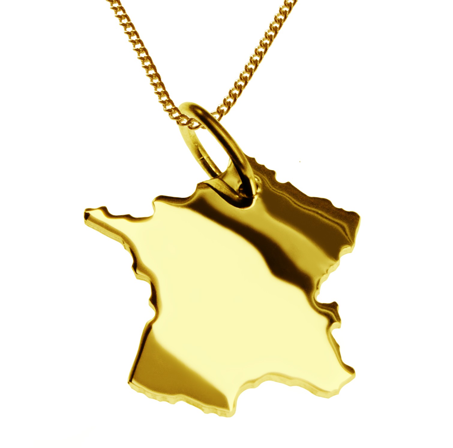 50cm Halskette + Frankreich Anhänger in 585 Gelbgold
